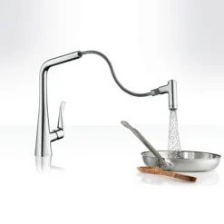Hansgrohe Metris M71 Single Lever Kitchen Mixer 320 With Pull Out Spray - Chrome -Faucet Shop 14820000 d1
