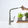 Hansgrohe Metris Select M71 Single Lever Kitchen Mixer 320 With Pull-Out Spout - Stainless Steel