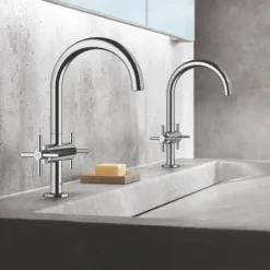 Grohe Atrio Crosshead L-Size Mono Basin Mixer With Click Clack Waste - Chrome -Faucet Shop 21019003 d3