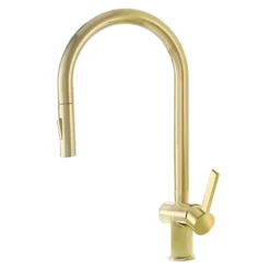 JTP Vos Brushed Brass Single Lever Kitchen Sink Mixer With Pull Out Spray