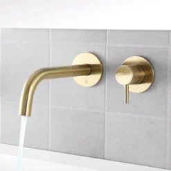 JTP Vos Brushed Brass Wall Mounted Single Lever Basin Mixer 5 JTP Vos Brushed Brass Wall Mounted Single Lever Basin Mixer -Faucet Shop 23273bbr d1