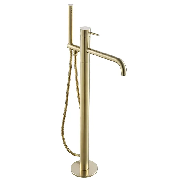 JTP Vos Brushed Brass Freestanding Bath Shower Mixer 2 JTP Vos Brushed Brass Freestanding Bath Shower Mixer - Image 2