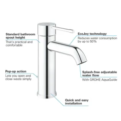 Grohe Essence S-Size Mono Basin Mixer With Pop-up Waste - Chrome -Faucet Shop 23589001 d1