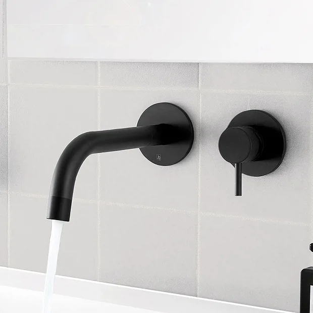 JTP Vos Matt Black Wall Mounted Single Lever Basin Mixer 1 JTP Vos Matt Black Wall Mounted Single Lever Basin Mixer