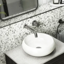 Arezzo Round Gunmetal Grey Wall Mounted (2TH) Basin Mixer Tap