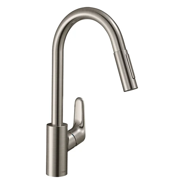 Hansgrohe Focus M41 Single Lever Kitchen Mixer 240 With Pull Out Spray - Stainless Steel 2 Hansgrohe Focus M41 Single Lever Kitchen Mixer 240 With Pull Out Spray - Stainless Steel - Image 2