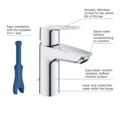 Faucet Shop 14 Grohe QuickFix Start S-Size Mono Basin Mixer With Retractable Chain