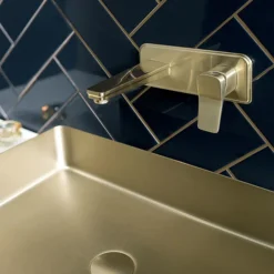 JTP Hix Brushed Brass Wall Mounted Single Lever Basin Mixer