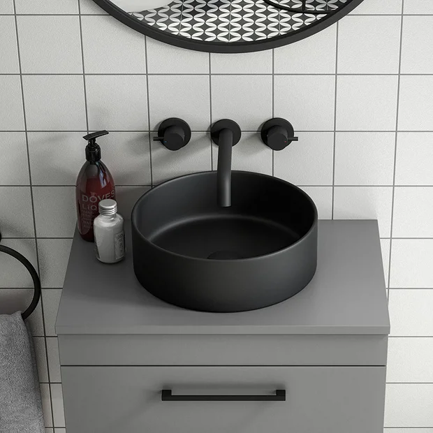 Arezzo Round Matt Black Wall Mounted (3TH) Basin Mixer Tap 1 Arezzo Round Matt Black Wall Mounted (3TH) Basin Mixer Tap