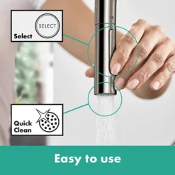 Hansgrohe Talis M54 Single Lever Kitchen Mixer 210 With Pull Out Spray - Stainless Steel 9 Hansgrohe Talis M54 Single Lever Kitchen Mixer 210 With Pull Out Spray - Stainless Steel -Faucet Shop 72800800 d2