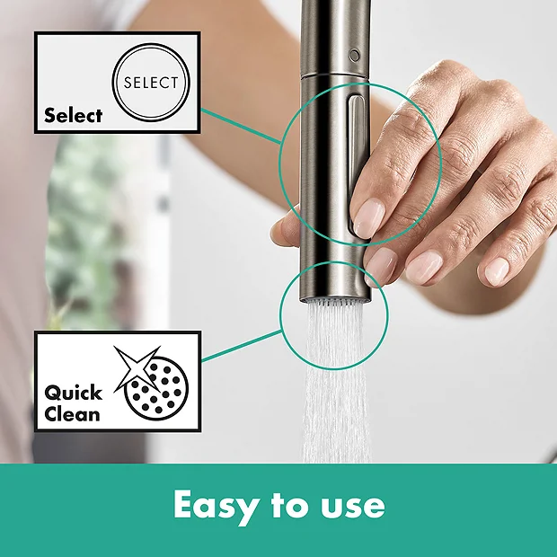 Hansgrohe Talis M54 Single Lever Kitchen Mixer 210 With Pull Out Spray - Stainless Steel 4 Hansgrohe Talis M54 Single Lever Kitchen Mixer 210 With Pull Out Spray - Stainless Steel - Image 4