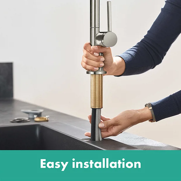 Hansgrohe Talis M54 Single Lever Kitchen Mixer 210 With Pull Out Spray - Stainless Steel 5 Hansgrohe Talis M54 Single Lever Kitchen Mixer 210 With Pull Out Spray - Stainless Steel - Image 5