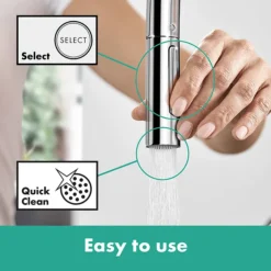 Hansgrohe Talis M54 Single Lever Kitchen Mixer 210 With Pull Out Spray And SBox - Chrome -Faucet Shop 72801000 d1n