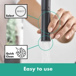 Hansgrohe Talis M54 Single Lever Kitchen Mixer 210 With Pull Out Spray And SBox - Matt Black -Faucet Shop 72801670 d1n