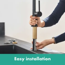 Hansgrohe Talis M54 270 Single Lever Kitchen Mixer With Pull Out Spray - Matt Black -Faucet Shop 72808670 d4