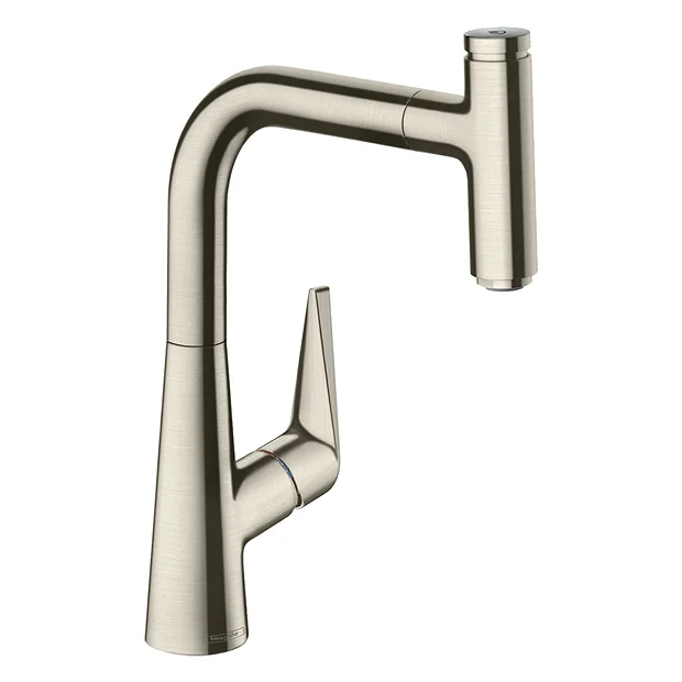 Hansgrohe Talis Select M51 Single Lever Kitchen Mixer 220 With Pull Out Spray - Stainless Steel 1 Hansgrohe Talis Select M51 Single Lever Kitchen Mixer 220 With Pull Out Spray - Stainless Steel