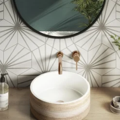 Arezzo Round Brushed Bronze Wall Mounted (2TH) Basin Mixer Tap