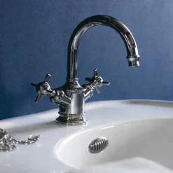 Arcade Highneck Monobloc Basin Mixer Tap - Nickel - Various Tap Head Options -Faucet Shop arcadehighneckmonoblocbasinmixernickeld1