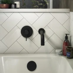 Arezzo Matt Black Wall Mounted Bath Spout -Faucet Shop az140mbd1