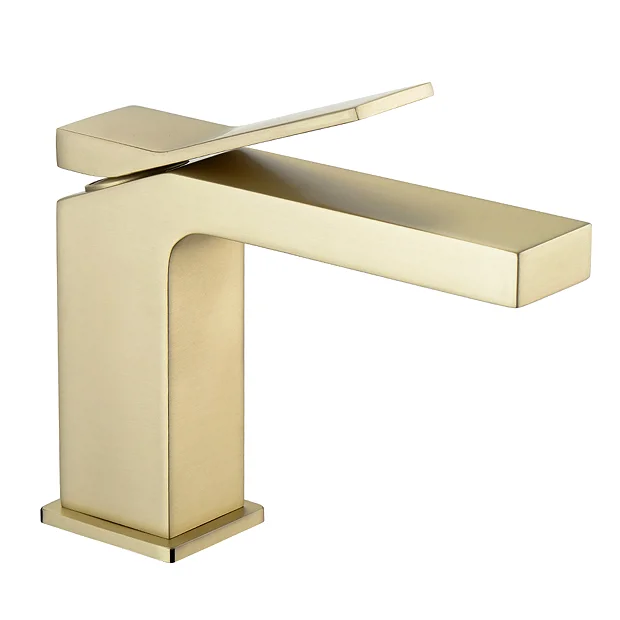 Arezzo Leva Mono Basin Mixer Tap Brushed Brass 2 Arezzo Leva Mono Basin Mixer Tap Brushed Brass - Image 2