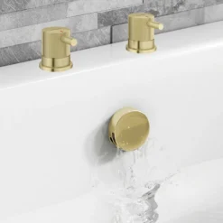 Arezzo Fluted Brushed Brass Deck Bath Side Valves With Freeflow Bath Filler 5 Arezzo Fluted Brushed Brass Deck Bath Side Valves With Freeflow Bath Filler -Faucet Shop az518gld l