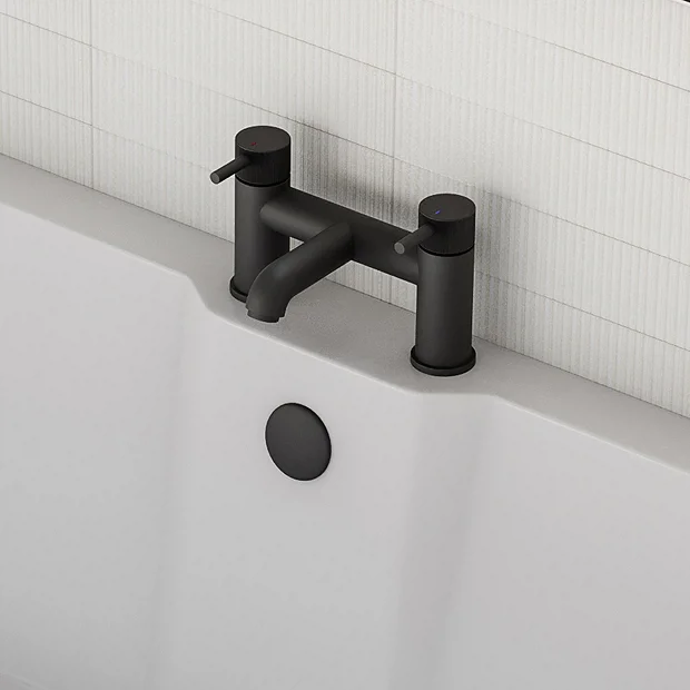 Arezzo Fluted Round Matt Black Bath Filler Tap 6 Arezzo Fluted Round Matt Black Bath Filler Tap - Image 6