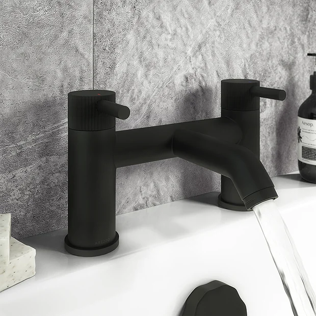 Arezzo Fluted Round Matt Black Bath Filler Tap 2 Arezzo Fluted Round Matt Black Bath Filler Tap - Image 2