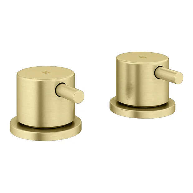 Arezzo Brushed Brass 3/4" Deck Bath Side Valves (Pair) 2 Arezzo Brushed Brass 3/4" Deck Bath Side Valves (Pair) - Image 2