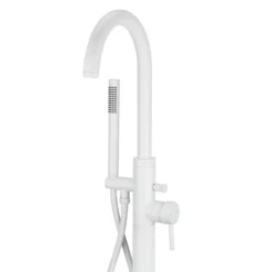 Arezzo Matt White Freestanding Bath Tap With Shower Mixer -Faucet Shop azfswht d2