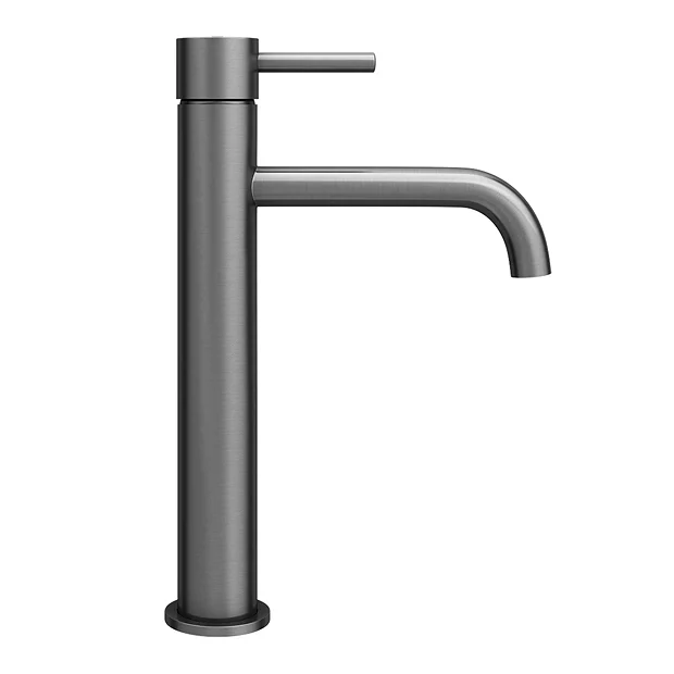 Arezzo Round Gunmetal Grey High Rise Mono Basin Mixer Tap 4 Arezzo Round Gunmetal Grey High Rise Mono Basin Mixer Tap - Image 4