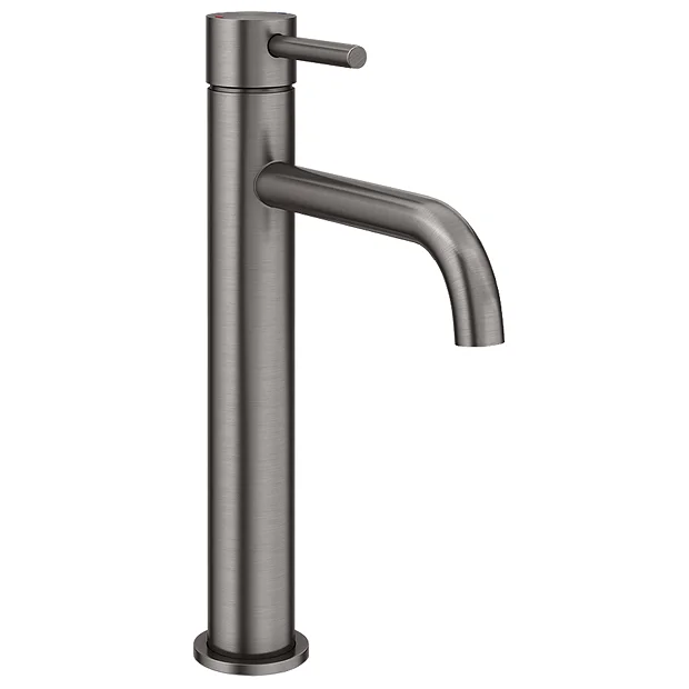 Arezzo Round Gunmetal Grey High Rise Mono Basin Mixer Tap 2 Arezzo Round Gunmetal Grey High Rise Mono Basin Mixer Tap - Image 2