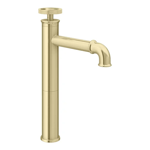 Arezzo Brushed Brass Industrial Style High Rise Basin Mixer 5 Arezzo Brushed Brass Industrial Style High Rise Basin Mixer - Image 5
