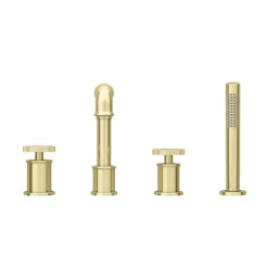 Arezzo Brushed Brass 4TH Industrial Style Deck Mounted Bath Shower Mixer Inc. Pull Out Handset 9 Arezzo Brushed Brass 4TH Industrial Style Deck Mounted Bath Shower Mixer Inc. Pull Out Handset -Faucet Shop azisbb04 d4