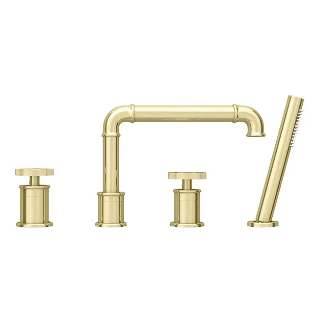 Arezzo Brushed Brass 4TH Industrial Style Deck Mounted Bath Shower Mixer Inc. Pull Out Handset 1 Arezzo Brushed Brass 4TH Industrial Style Deck Mounted Bath Shower Mixer Inc. Pull Out Handset