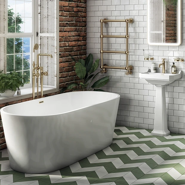 Arezzo Brushed Brass Industrial Style Freestanding Bath Shower Mixer Tap 1 Arezzo Brushed Brass Industrial Style Freestanding Bath Shower Mixer Tap