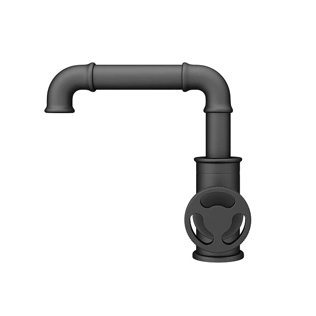 Arezzo Matt Black Industrial Style Side Tap Head Basin Mixer 1 Arezzo Matt Black Industrial Style Side Tap Head Basin Mixer