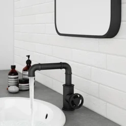 Arezzo Matt Black Industrial Style Side Tap Head Basin Mixer 10 Arezzo Matt Black Industrial Style Side Tap Head Basin Mixer -Faucet Shop azisbk01a n d4