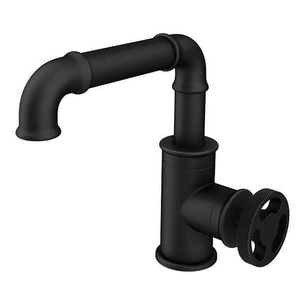 Arezzo Matt Black Industrial Style Side Tap Head Basin Mixer 2 Arezzo Matt Black Industrial Style Side Tap Head Basin Mixer - Image 2