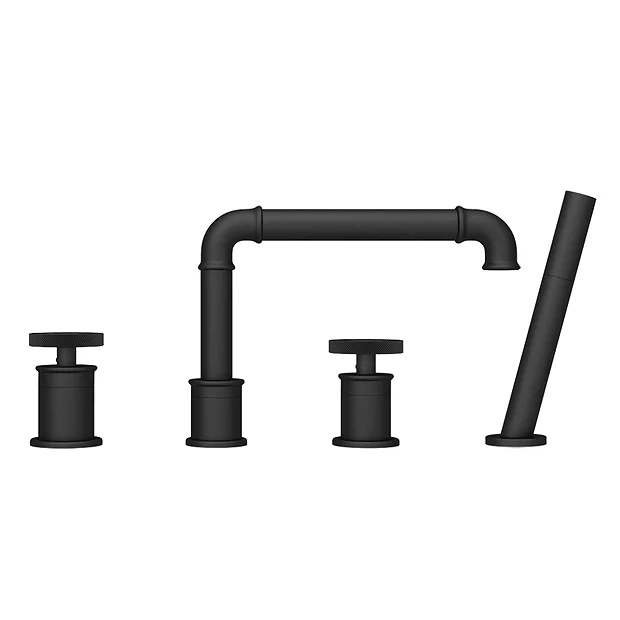 Arezzo Matt Black 4TH Industrial Style Deck Mounted Bath Shower Mixer Inc. Pull Out Handset 1 Arezzo Matt Black 4TH Industrial Style Deck Mounted Bath Shower Mixer Inc. Pull Out Handset