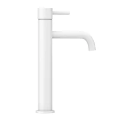 Arezzo Round Matt White High Rise Mono Basin Mixer Tap -Faucet Shop azmwhrt d2