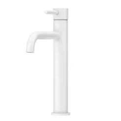 Arezzo Round Matt White High Rise Mono Basin Mixer Tap -Faucet Shop azmwhrt d3