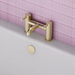 Arezzo Round Brushed Brass Bath Filler Tap 9 Arezzo Round Brushed Brass Bath Filler Tap -Faucet Shop azrbfbb d4