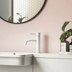 Arezzo Round Matt White Basin Mono Mixer Tap -Faucet Shop azrmwtd1