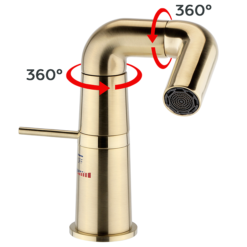 Arezzo Basin Mixer Tap With 360 Degree Rotating Spout Brushed Brass 5 Arezzo Basin Mixer Tap With 360 Degree Rotating Spout Brushed Brass -Faucet Shop azrtbb d1