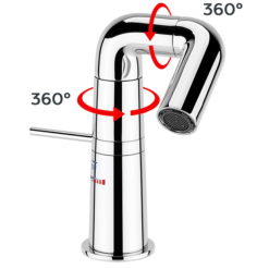 Arezzo Basin Mixer Tap With 360 Degree Rotating Spout Chrome -Faucet Shop azrtchd1