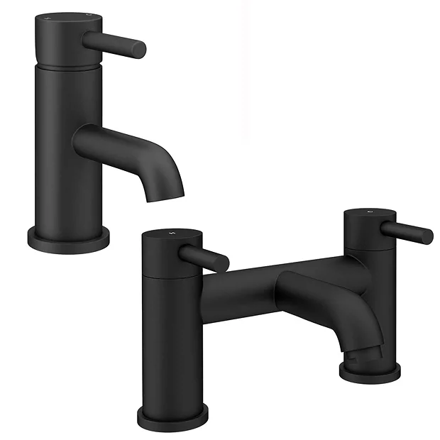 Arezzo Round Matt Black Tap Package (Bath + Basin Tap) 2 Arezzo Round Matt Black Tap Package (Bath + Basin Tap) - Image 2
