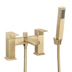 Arezzo Square Brushed Brass Bath Shower Mixer Incl. Shower Kit