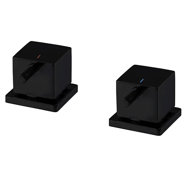 Arezzo Square Matt Black Deck Bath Side Valves With Freeflow Bath Filler 1 Arezzo Square Matt Black Deck Bath Side Valves With Freeflow Bath Filler