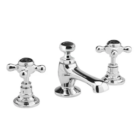 Hudson Reed Topaz Black 3 Tap Hole Basin Mixer + Pop-up Waste 2 Hudson Reed Topaz Black 3 Tap Hole Basin Mixer + Pop-up Waste - Image 2