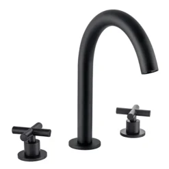 BagnoDesign Ibiza Matt Black 3 Hole Deck Mounted Basin Mixer